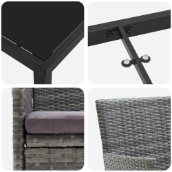 vidaXL Dārza ēdamgalds ar spilvenu 7 pcs Pelēka poliratāns