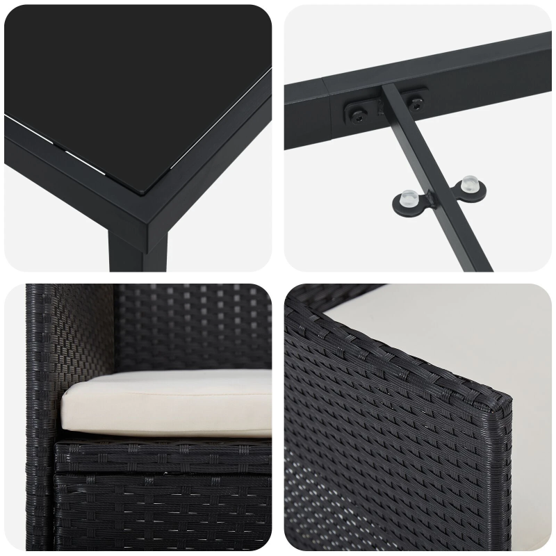 vidaXL Dārza ēdamgalds ar spilvenu 3 pcs Bēša poliratāns