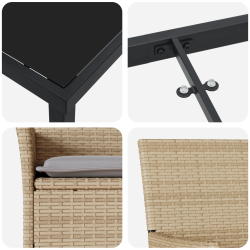 vidaXL Dārza ēdamgalds ar spilvenu 5 pcs Bēša poliratāns