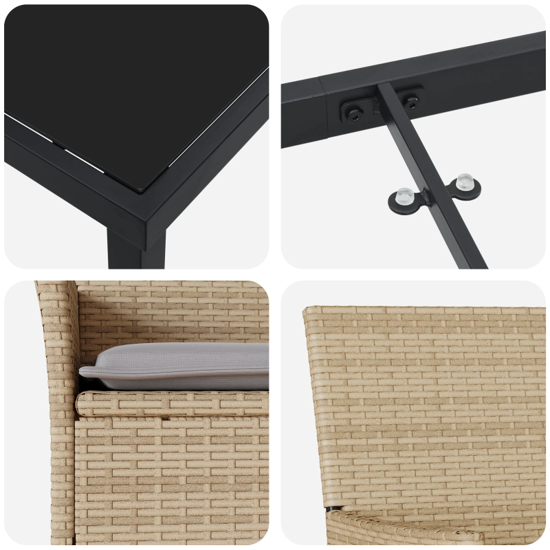 vidaXL Dārza ēdamgalds ar spilvenu 5 pcs Bēša poliratāns