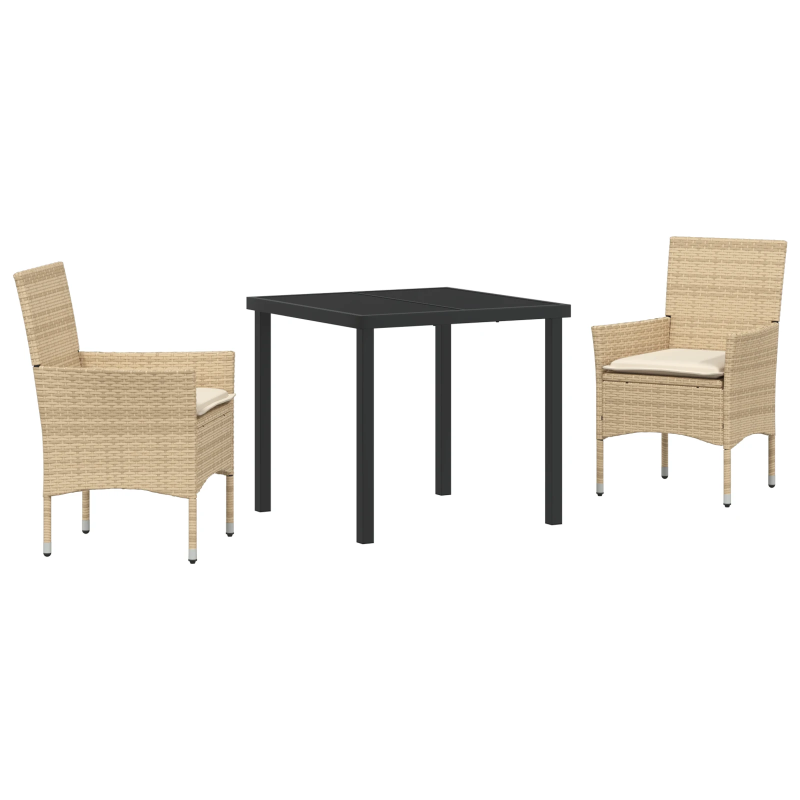 vidaXL Dārza ēdamgalds ar spilvenu 3 pcs Bēša poliratāns