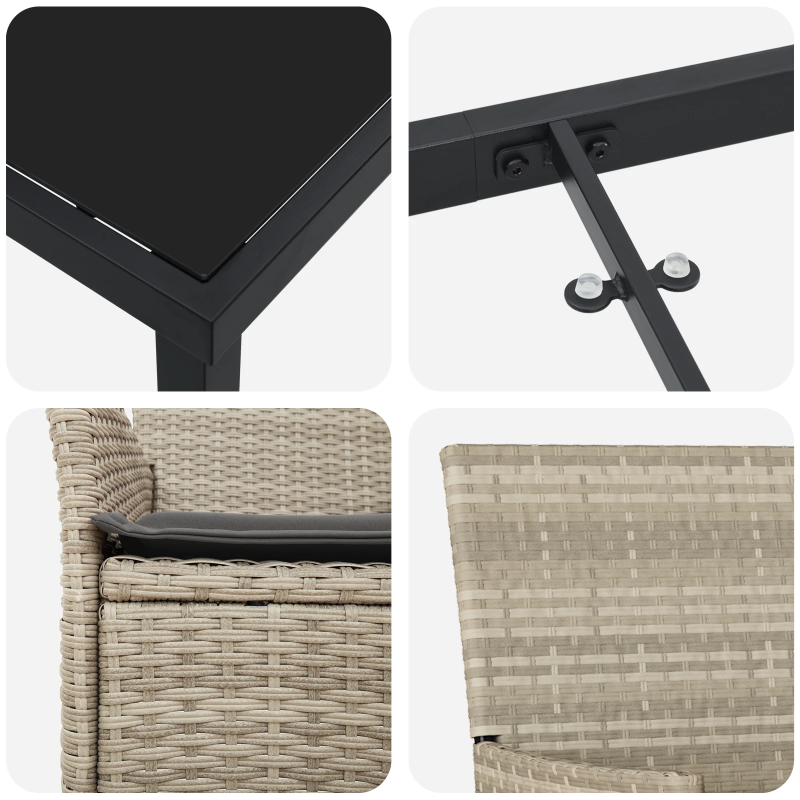 vidaXL Dārza ēdamgalds ar spilvenu 5 pcs Gaiši pelēks poliratāns