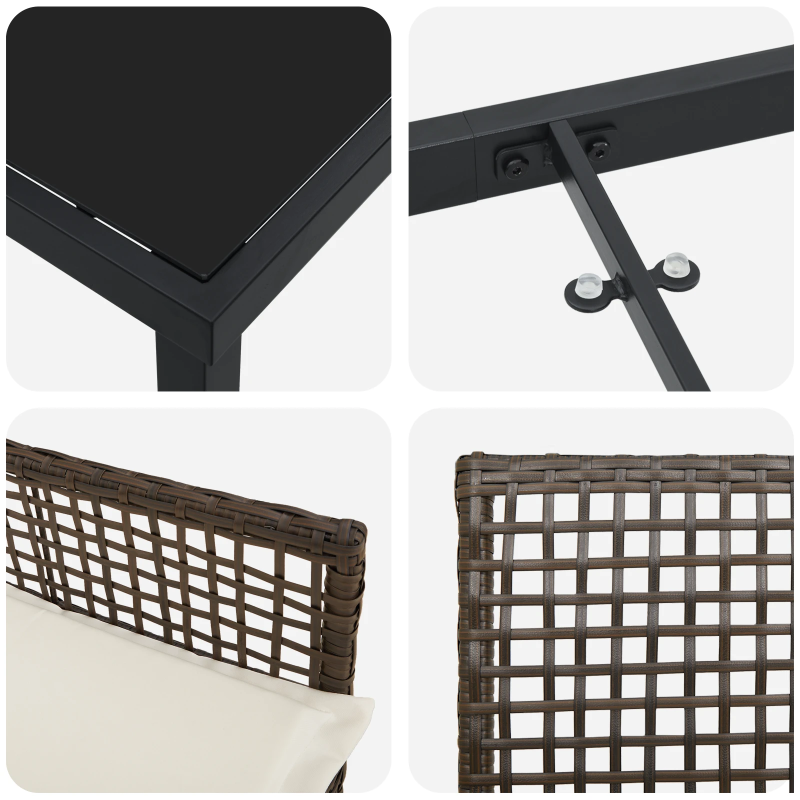 vidaXL Dārza ēdamgalds ar spilvenu 7 pcs Brūna poliratāns