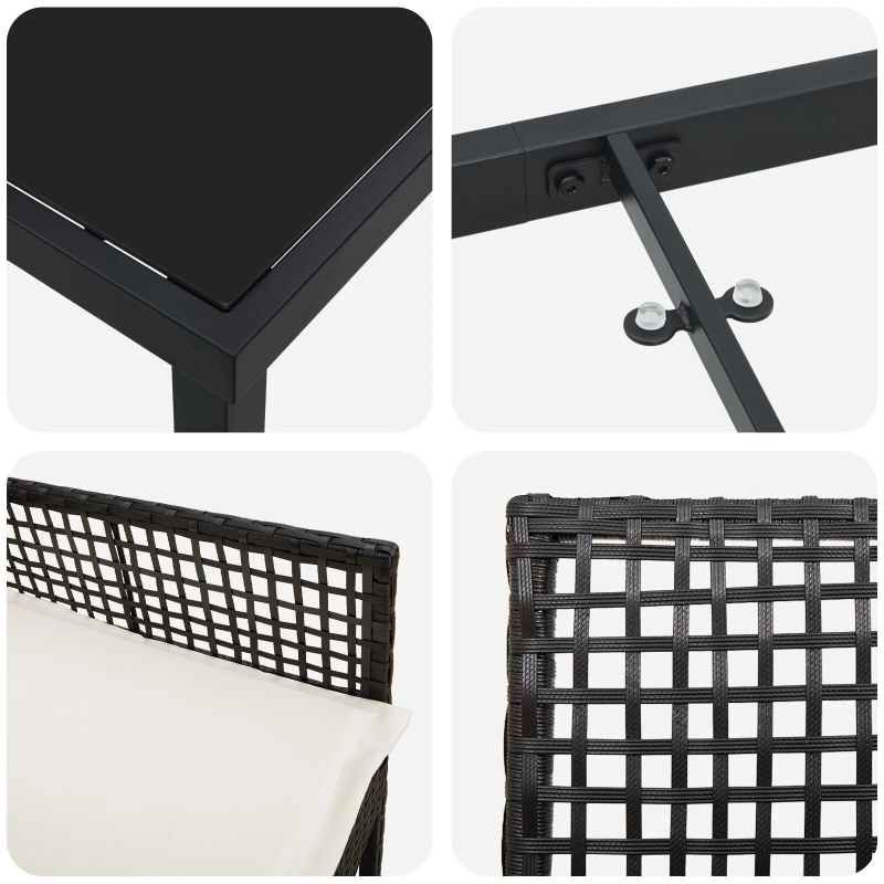 vidaXL Dārza ēdamgalds ar spilvenu 3 pcs Pelēka poliratāns