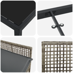 vidaXL Dārza ēdamgalds ar spilvenu 5 pcs Pelēka Poliūtu rotangpalma