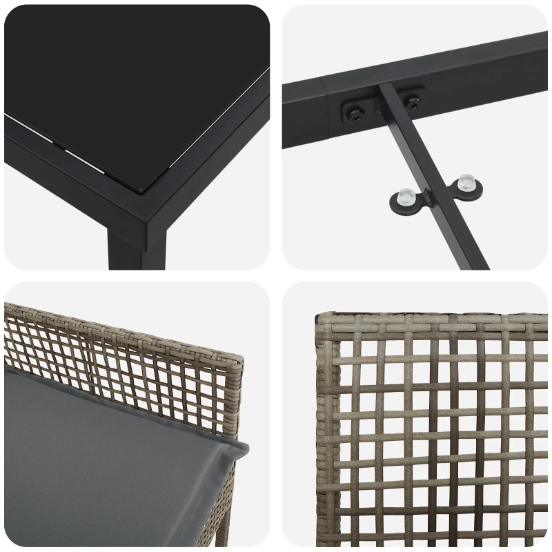 vidaXL Dārza ēdamgalds ar spilvenu 5 pcs Pelēka Poliūtu rotangpalma