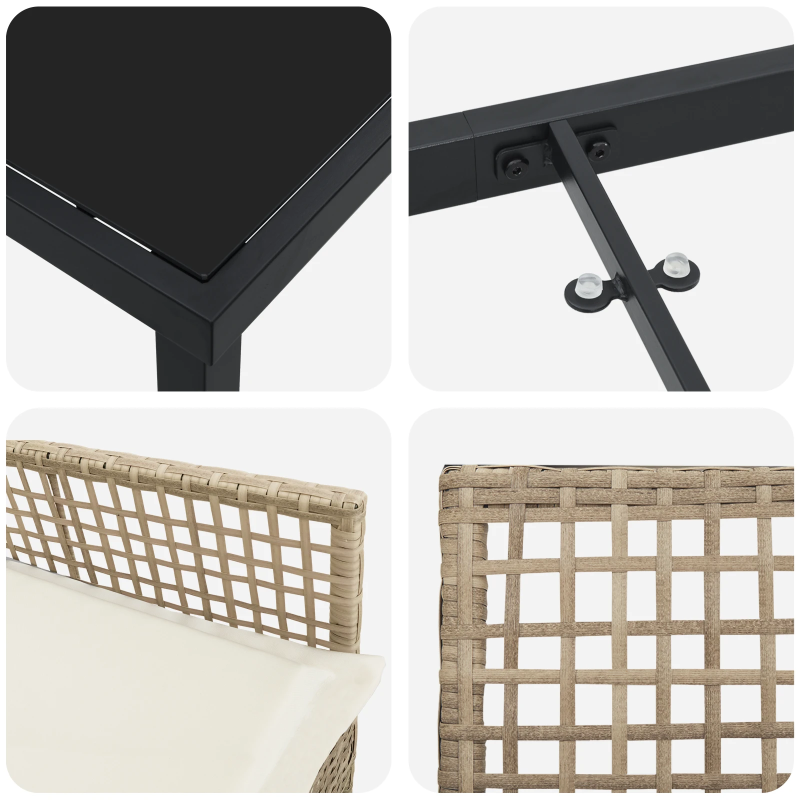 vidaXL Dārza ēdamgalds ar spilvenu 7 pcs Bēša poliratāns