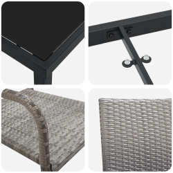 vidaXL Dārza ēdamgalds ar spilvenu 3 pcs Pelēka poliratāns