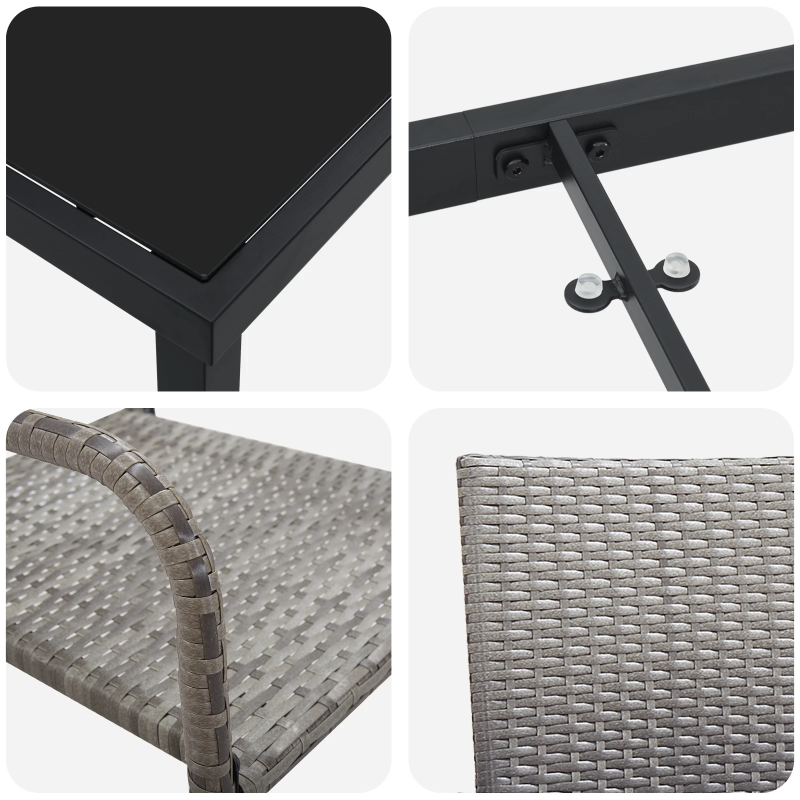 vidaXL Dārza ēdamgalds ar spilvenu 3 pcs Pelēka poliratāns