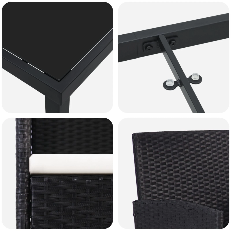 vidaXL Dārza ēdamgalds ar spilvenu 5 pcs Melna Poliūtu rotangpalma