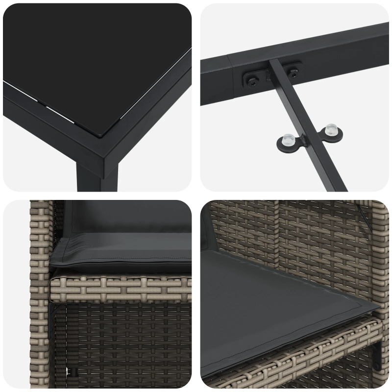 vidaXL Dārza ēdamgalds ar spilvenu 5 pcs Pelēka poliratāns