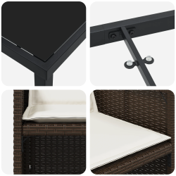 vidaXL Dārza ēdamgalds ar spilvenu 5 pcs Brūna poliratāns