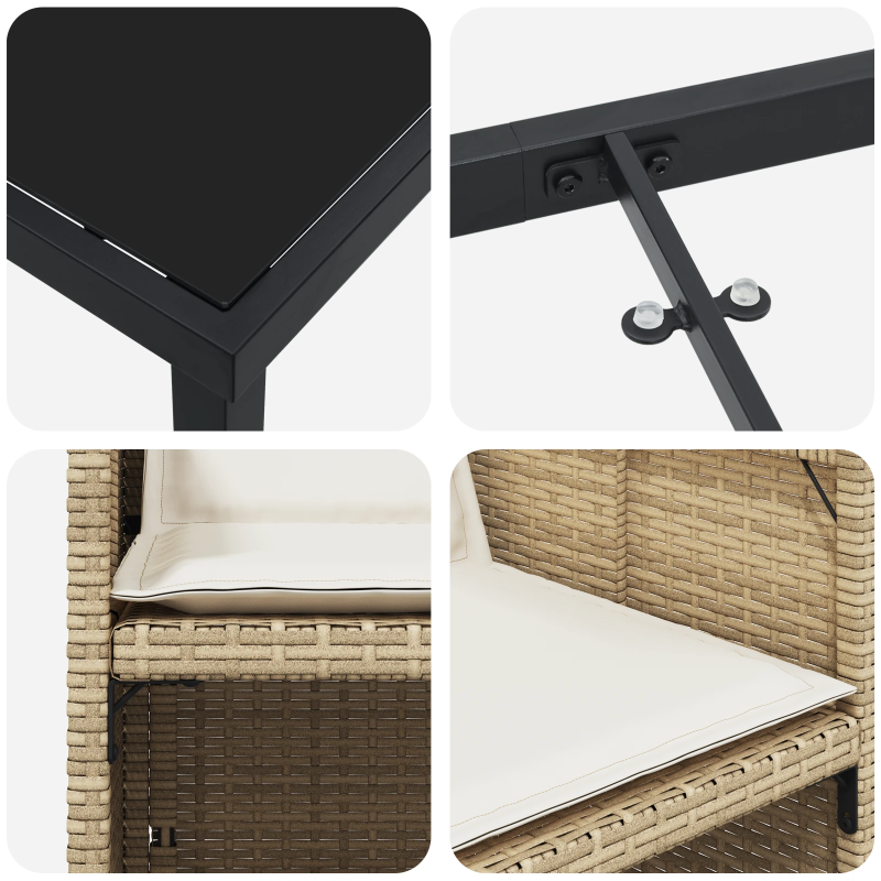 vidaXL Dārza ēdamgalds ar spilvenu 5 pcs Bēša poliratāns