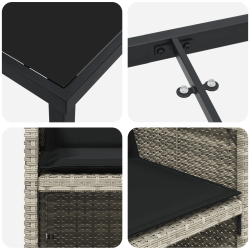 vidaXL Dārza ēdamgalds 5 pcs Gaiši pelēka Poliūtu rotangpalma