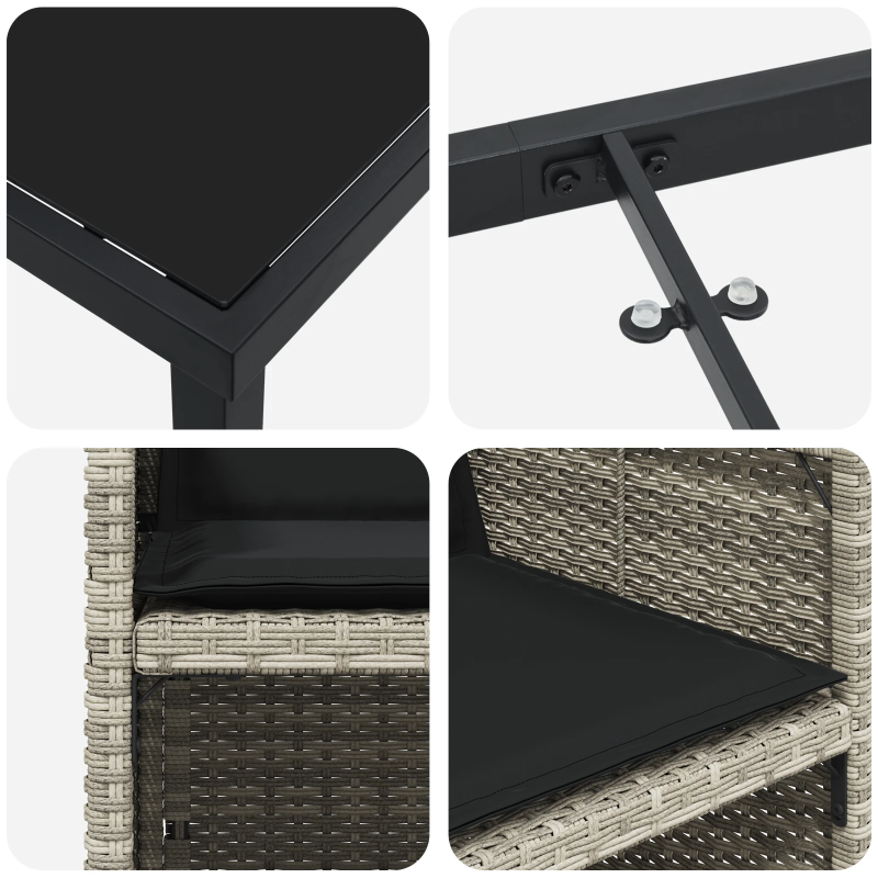 vidaXL Dārza ēdamgalds 5 pcs Gaiši pelēka Poliūtu rotangpalma