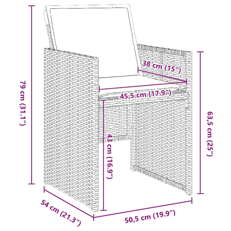 vidaXL Dārza ēdamgalds 5 pcs Gaiši pelēka Poliūtu rotangpalma