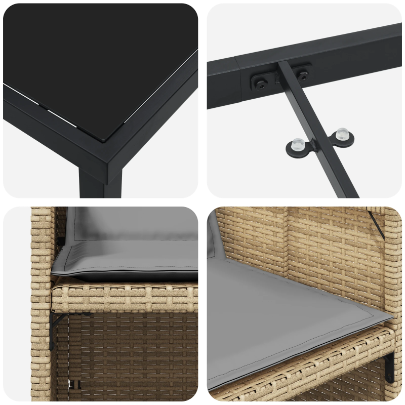 vidaXL Dārza ēdamgalds ar spilvenu 5 pcs Bēša Poliūtu rotangpalma