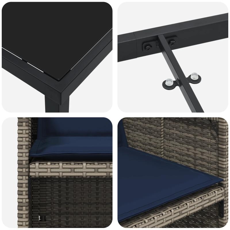 vidaXL Dārza ēdamgalds ar spilvenu 5 pcs Pelēka poliratāns