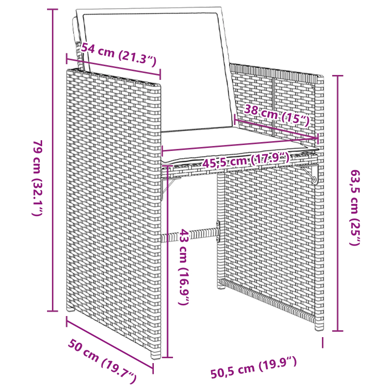 vidaXL Dārza ēdamgalds ar spilvenu 5 pcs Melna poliratāns