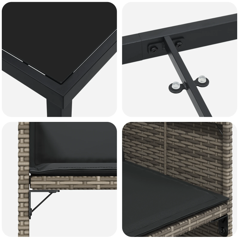 vidaXL Dārza ēdamgalds ar spilvenu 5 pcs Pelēka poliratāns