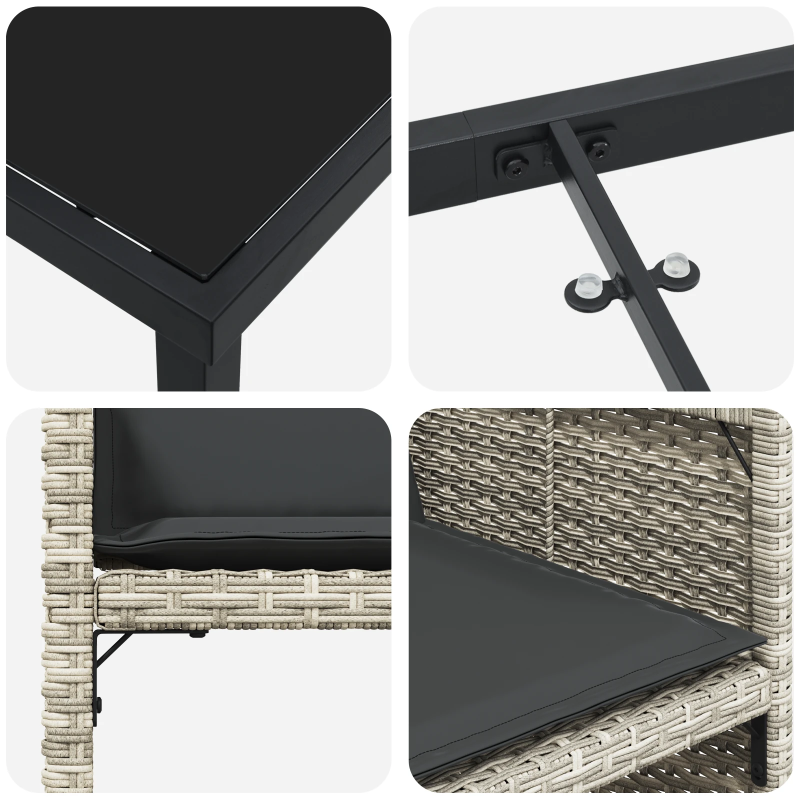 vidaXL Dārza ēdamgalds ar spilvenu 5 pcs Gaiši pelēks poliratāns