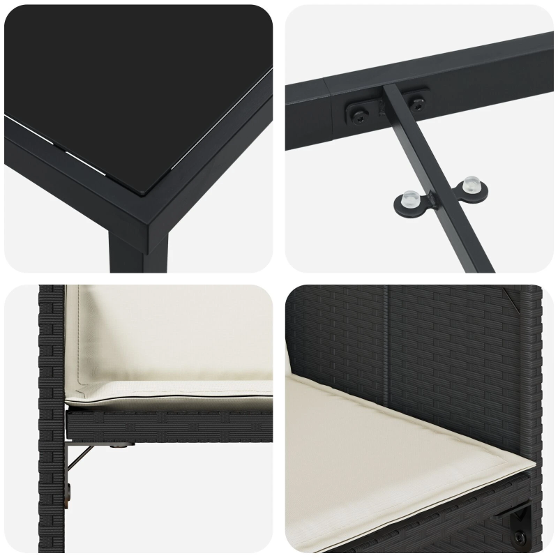 vidaXL Dārza ēdamgalds ar spilvenu 5 pcs Bēša poliratāns