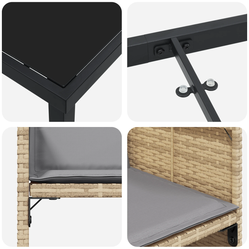 vidaXL Dārza ēdamgalds ar spilvenu 5 pcs Bēša poliratāns