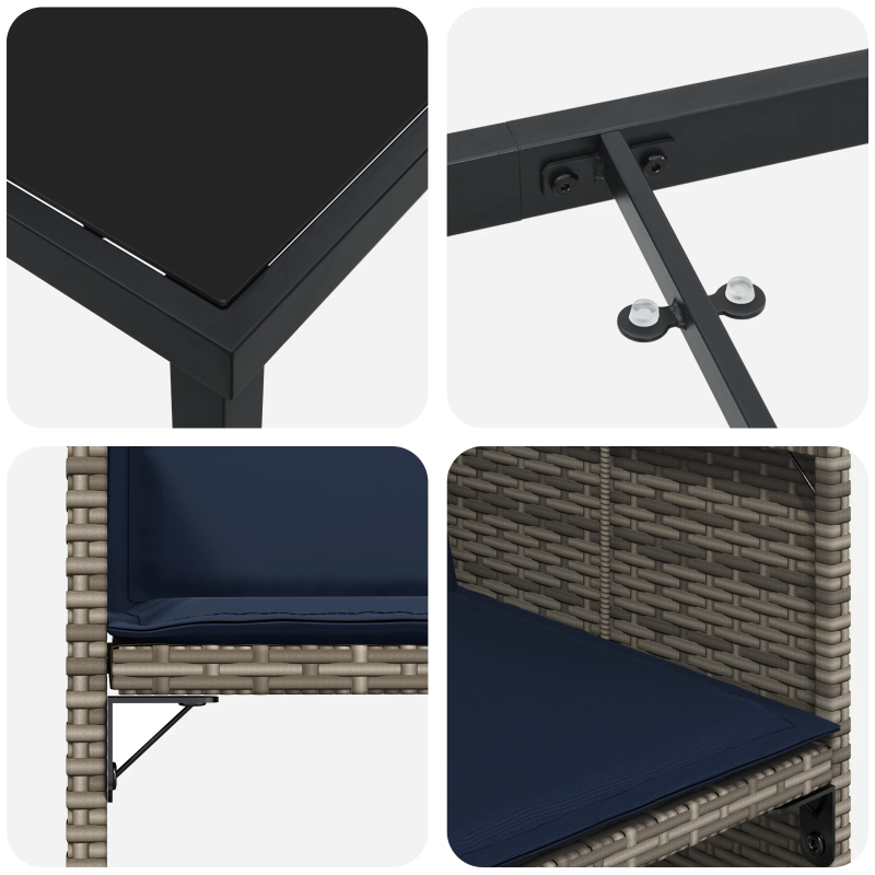 vidaXL Dārza ēdamgalds ar spilvenu 5 pcs Pelēka poliratāns