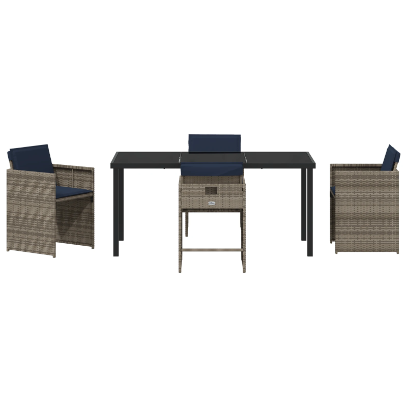 vidaXL Dārza ēdamgalds ar spilvenu 5 pcs Pelēka poliratāns