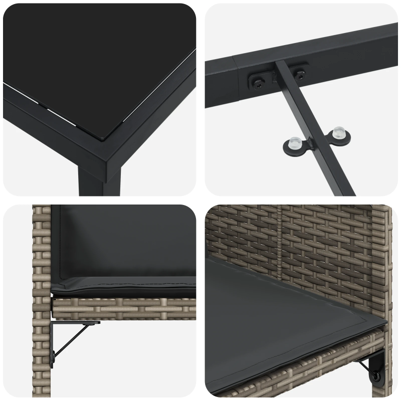 vidaXL Dārza ēdamgalds ar spilvenu 5 pcs Pelēka poliratāns