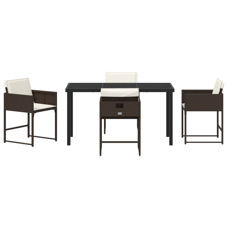 vidaXL Dārza ēdamgalds ar spilvenu 5 pcs Brūna poliratāns