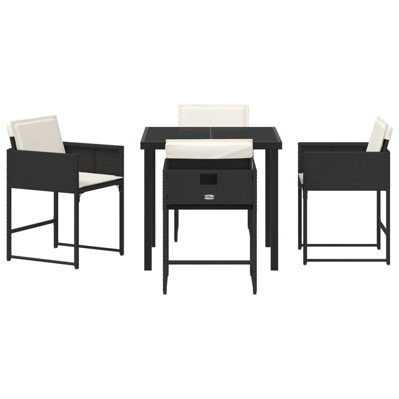 vidaXL Dārza ēdamgalds ar spilvenu 5 pcs Brūna poliratāns