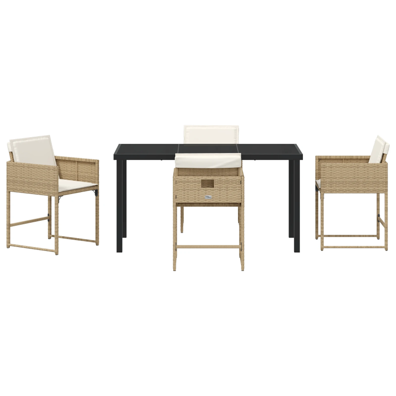 vidaXL Dārza ēdamgalds ar spilvenu 5 pcs Bēša poliratāns