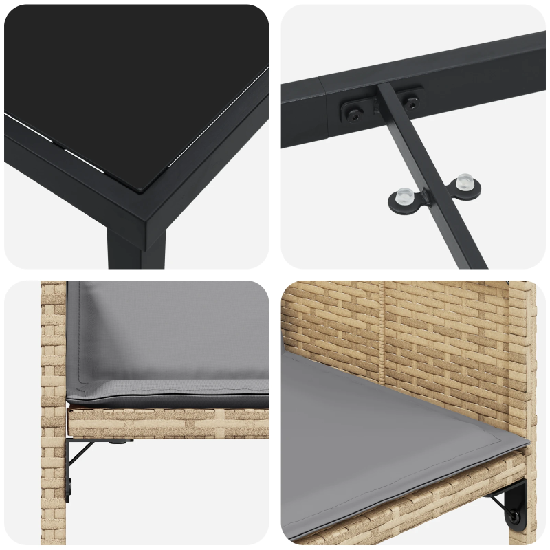 vidaXL Dārza ēdamgalds ar spilvenu 5 pcs Bēša poliratāns