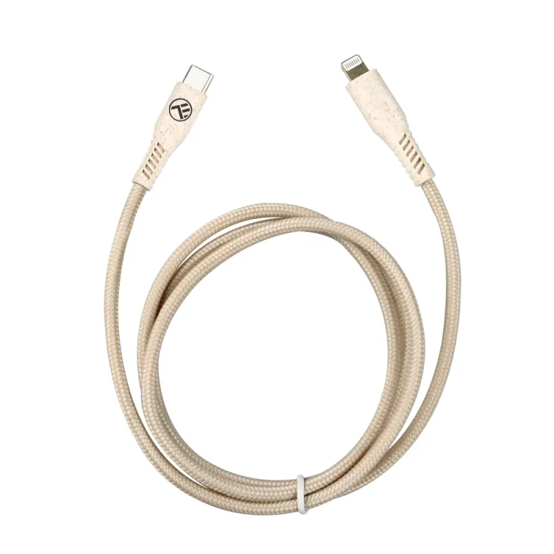 Tellur Green Data Cable Type-C To Lightning 2.4A PD20W 1m nylon Cream