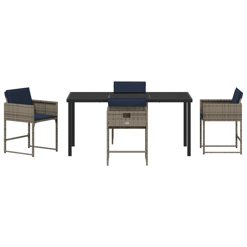 vidaXL Dārza ēdamgalds ar spilvenu 5 pcs Pelēka poliratāns