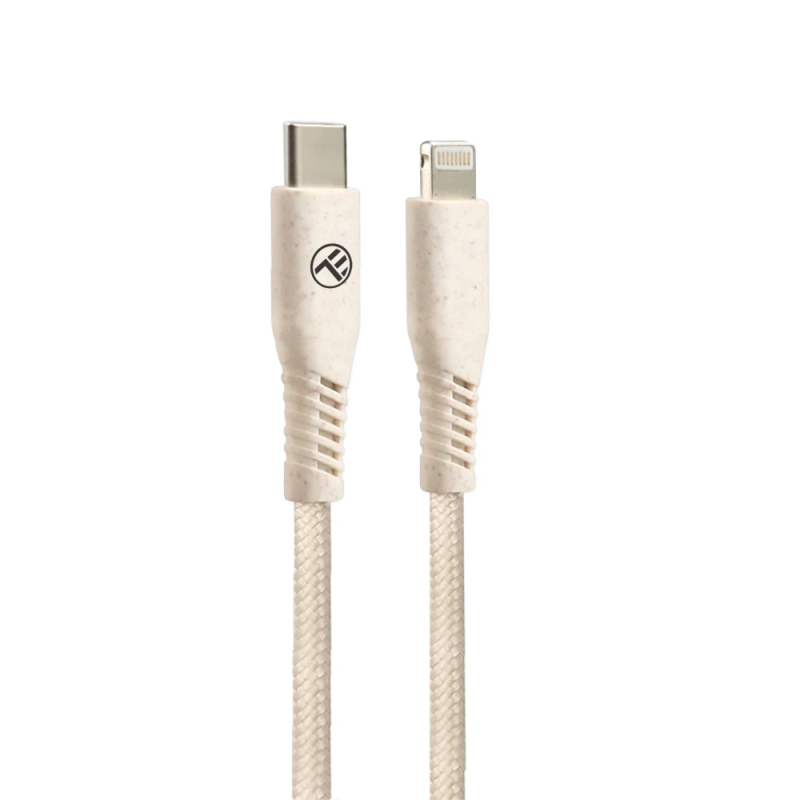 Tellur Green Data Cable Type-C To Lightning 2.4A PD20W 1m nylon Cream
