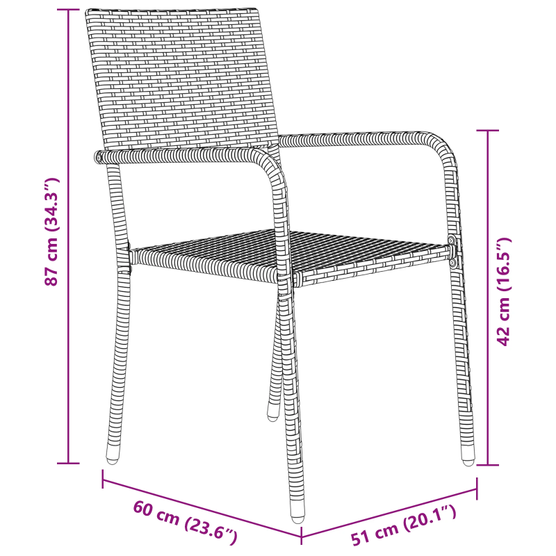 vidaXL Dārza ēdamgalds ar spilvenu 3 pcs Melna poliratāns