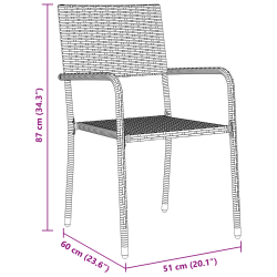 vidaXL Dārza ēdamgalds ar spilvenu 3 pcs Pelēka poliratāns
