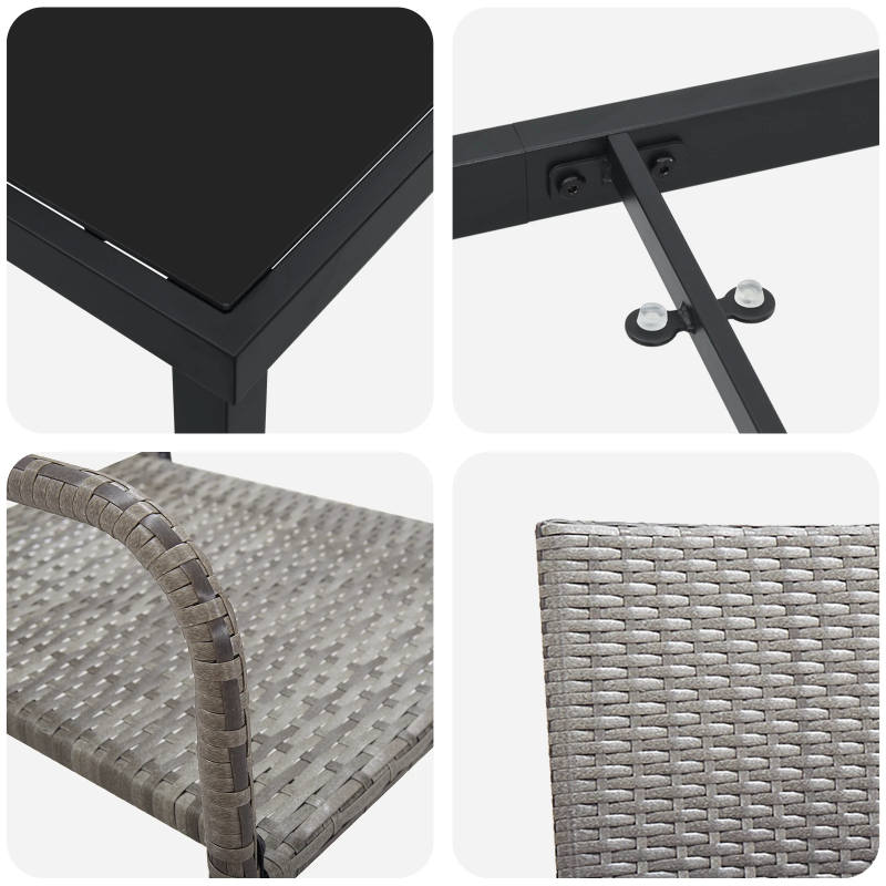 vidaXL Dārza ēdamgalds ar spilvenu 5 pcs Pelēka poliratāns