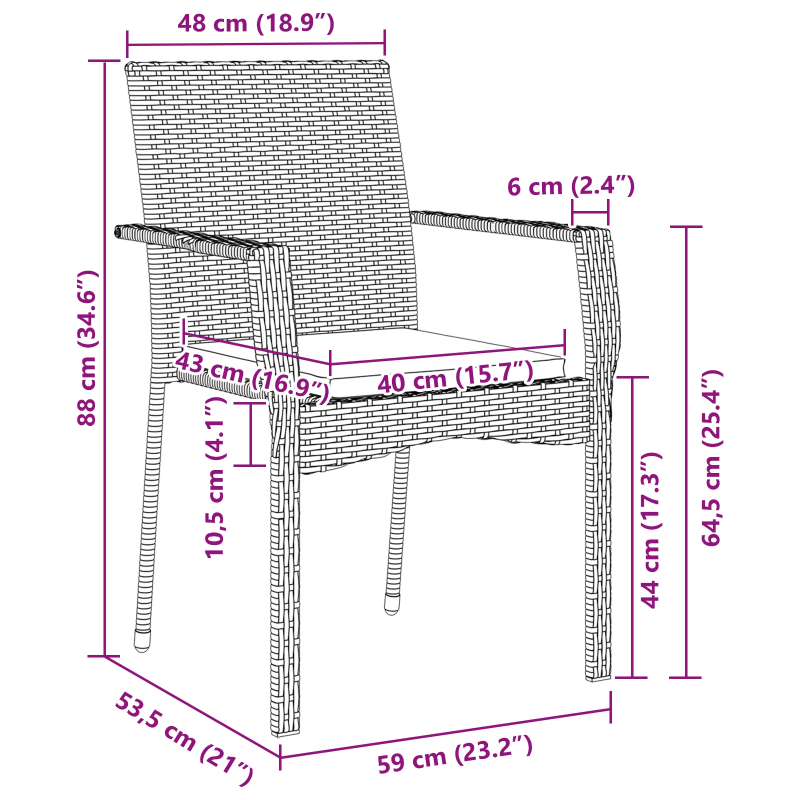 vidaXL Dārza ēdamgalds ar spilvenu 5 pcs Melna poliratāns