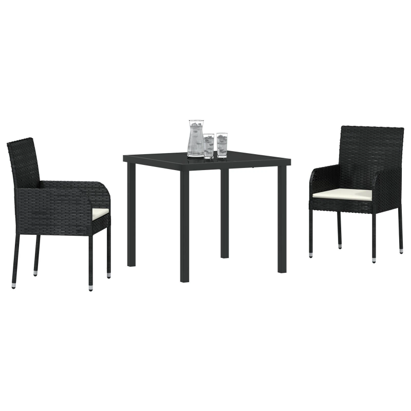 vidaXL Dārza ēdamgalds ar spilvenu 3 pcs Pelēka poliratāns