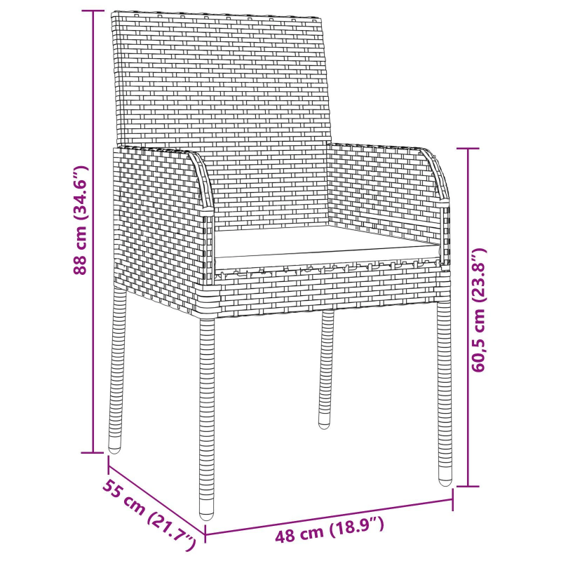 vidaXL Dārza ēdamgalds ar spilvenu 5 pcs Pelēka poliratāns