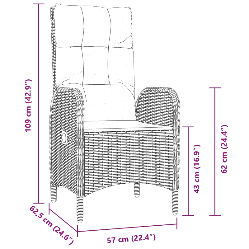 vidaXL Dārza ēdamgalds ar spilvenu 5 pcs Melna poliratāns