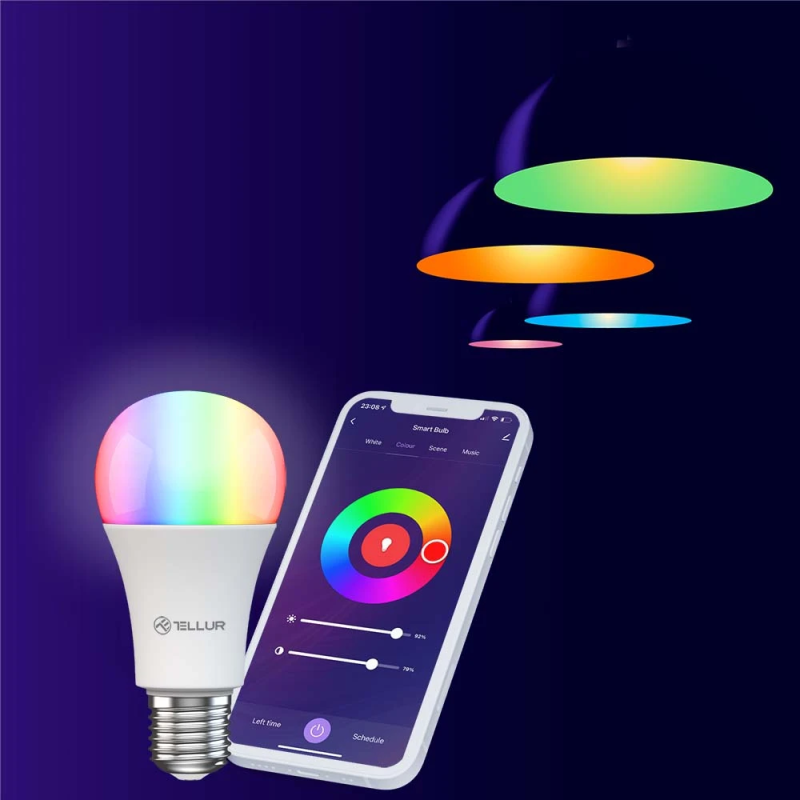 Tellur Smart WiFi Bulb E27, 9W, White-Warm-RGB, Dimmer