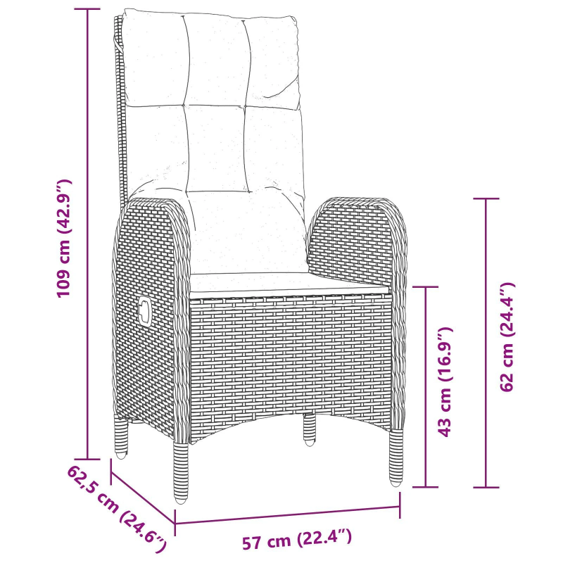 vidaXL Dārza ēdamgalds ar spilvenu 5 pcs Pelēka poliratāns