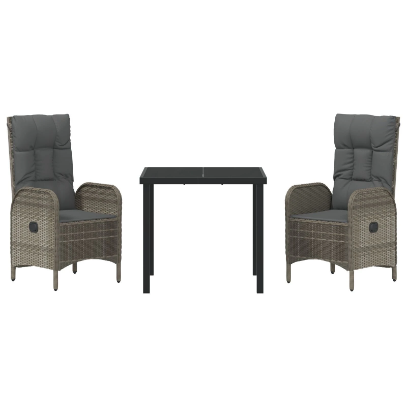 vidaXL Dārza ēdamgalds ar spilvenu 5 pcs Pelēka poliratāns