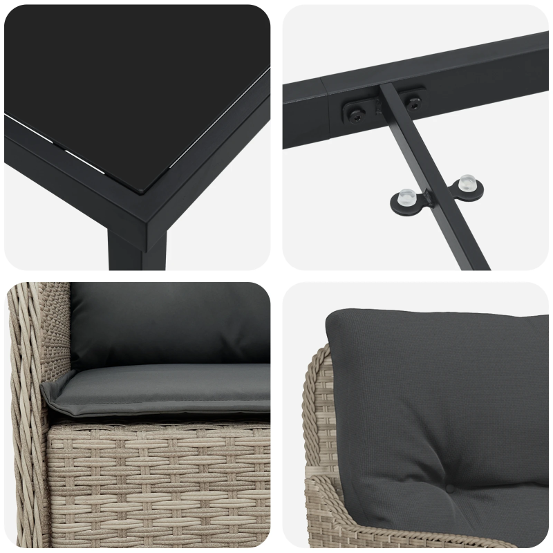 vidaXL Dārza ēdamgalds 3 pcs Gaiši pelēka Poliūtu rotangpalma