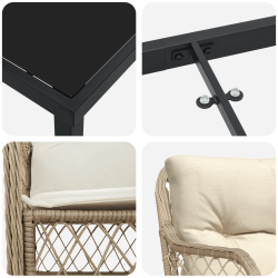 vidaXL Dārza ēdamgalds ar spilvenu 5 pcs Bēša poliratāns