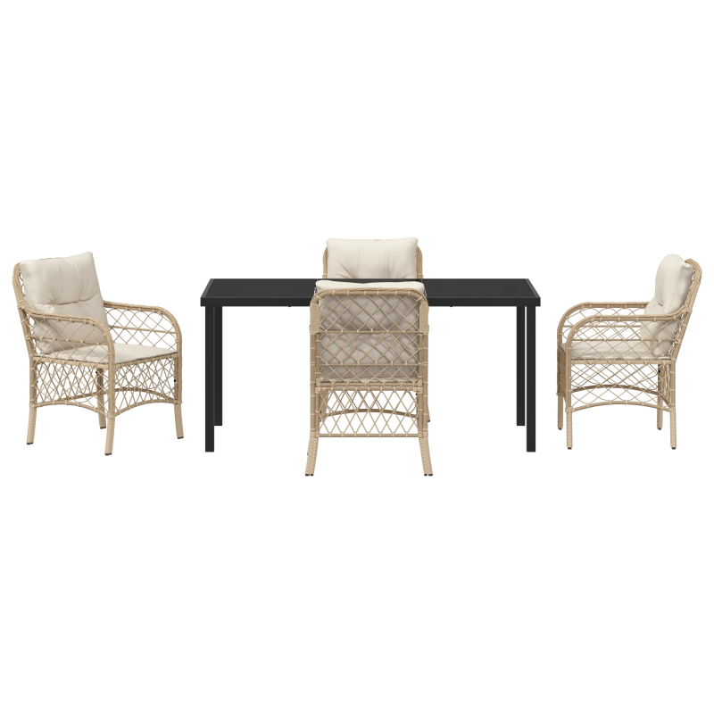 vidaXL Dārza ēdamgalds ar spilvenu 5 pcs Bēša poliratāns